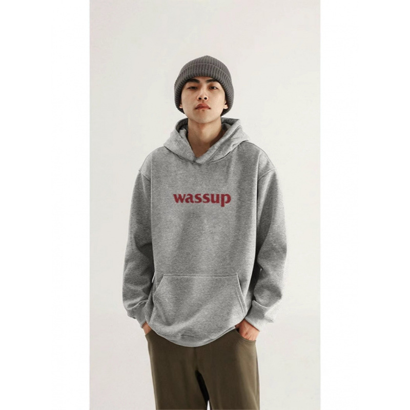 Wholesale Trendy Brand Printed Gray Hooded Sweatshirt Men's Loose Hoodie American Couple Jacket Wholesale Trendy Brand Printed Gray Hooded Sweatshirt Men's Loose Hoodie American Couple Jacket