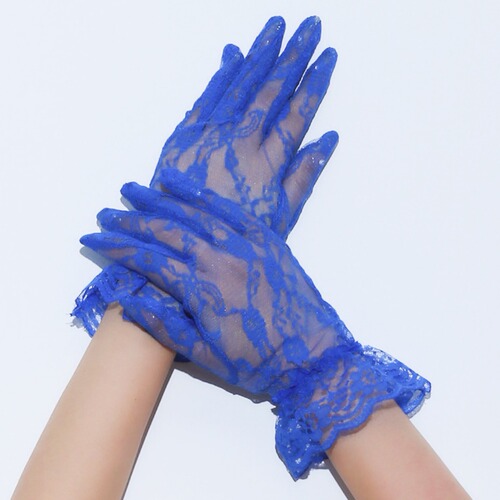 Bride Wedding Dress Gloves Retro Lace Short Blue Wedding Dress Travel Photography License Decoration Elegant Simple Women's Gloves 
