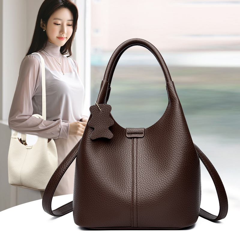 Cross-Border Best-Selling Classic Bucket Bag, Urban Simple Style, Large Capacity Handbag, Versatile and Fashionable Shoulder Bag for Women