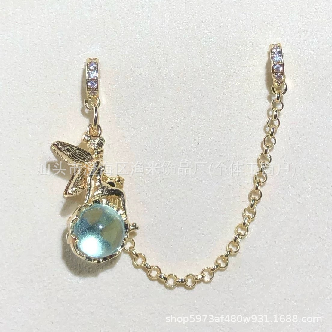 14K Gold-Plated Crystal DIY Accessories Fairy Goddess Pendant Spacer Beads Chain Bracelet Necklace with Chinese Style Jewelry Beads