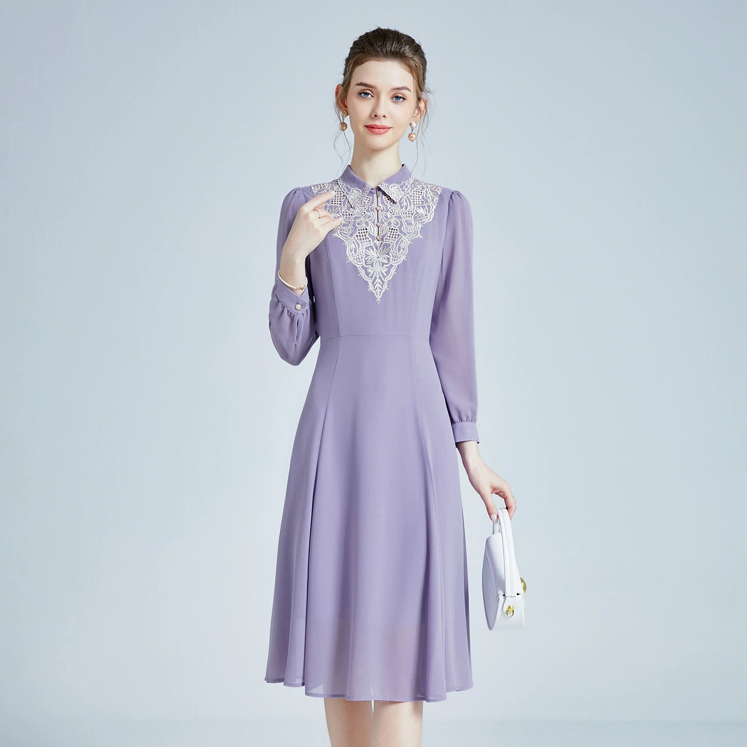 2024 весна-лето новое платье для среднего возраста и пожилых людей тонкое банкетное платье с вышивкой повседневное носимое платье цельная доставка