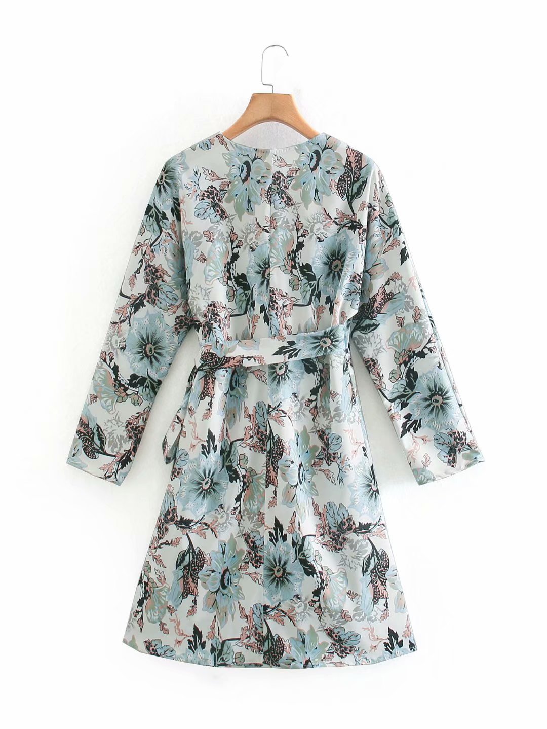 fashion printing V-neck tie-up dress  NSAM32022