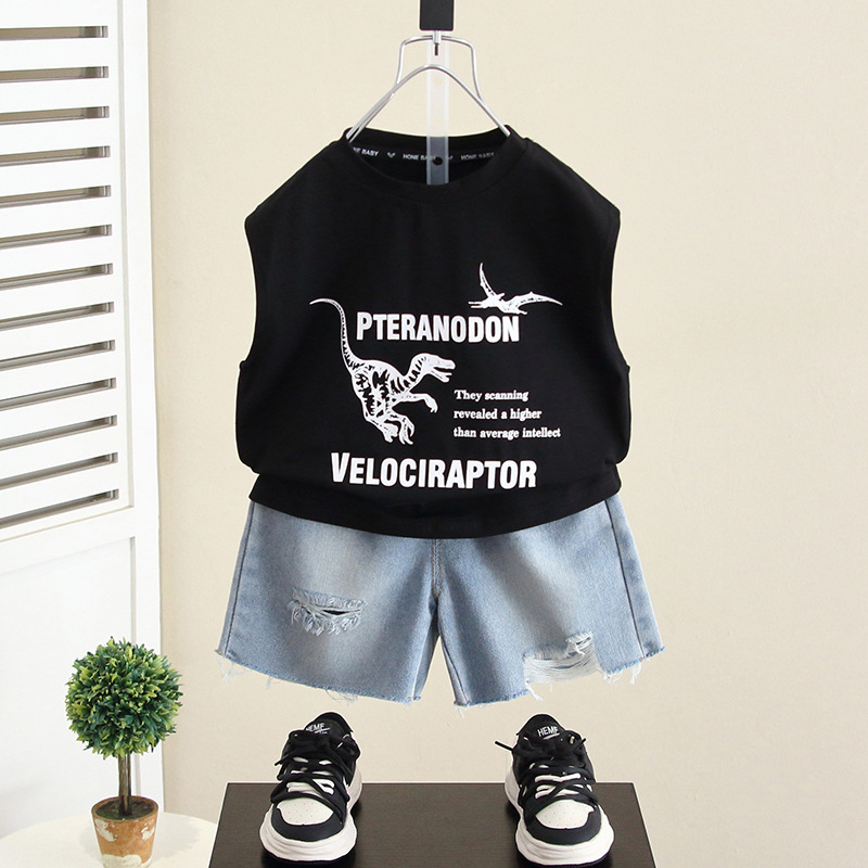 5691 ropa para niños traje de verano para niños 2025 nuevo chaleco sin mangas de verano para bebés guapos ropa de verano para niños
