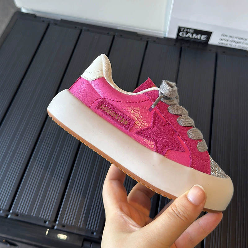 Детская спортивная обувь, весна-осень 2021, новый стиль, повседневные кроссовки для девочек с пятиконечной звездой, универсальные белые туфли на трансграничной легкой подошве