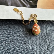 中古俄罗斯珐琅釉彩色珍珠多元素小彩蛋包扣 圆锁挂件 饰品包包挂