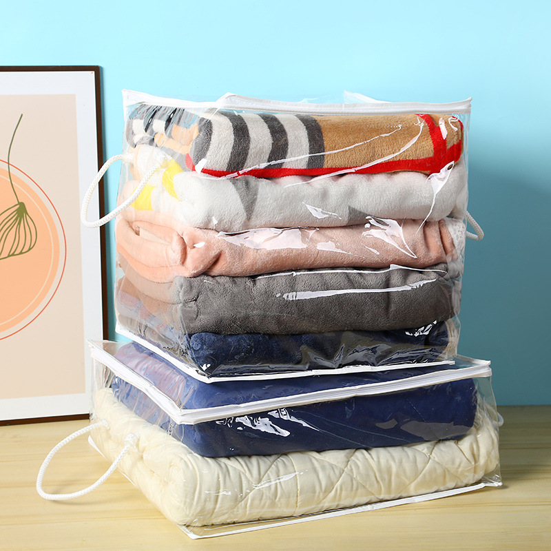 手提透明立体棉被子pvc收纳袋大号衣物防潮打包袋床品枕芯收纳袋