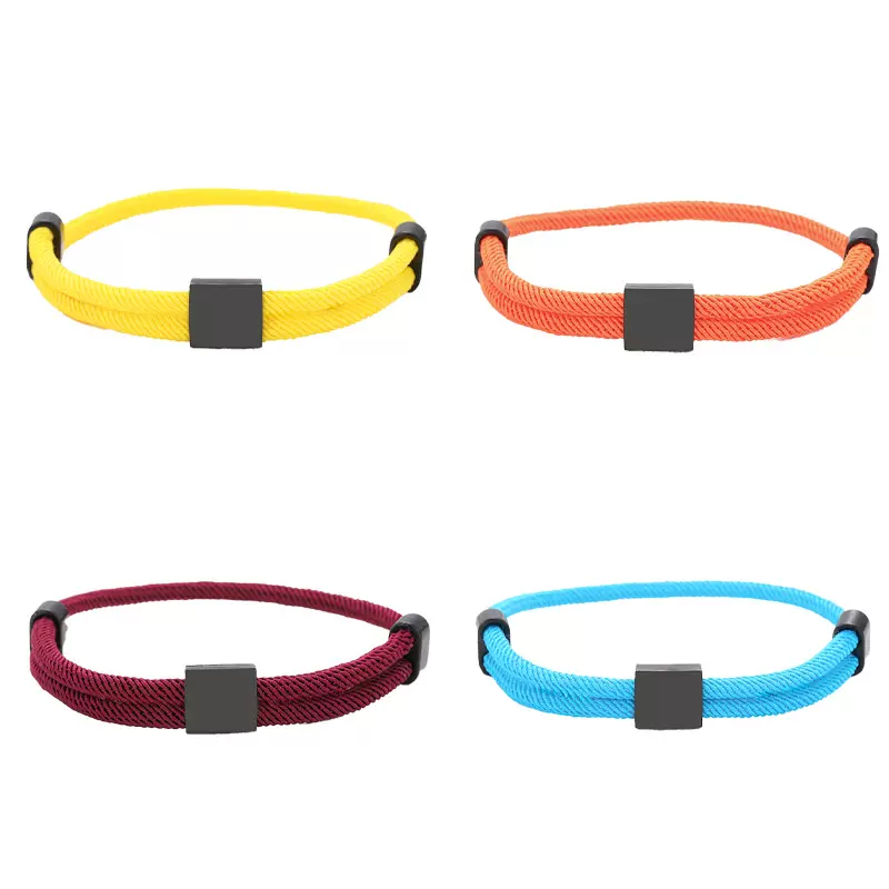 跨境现货米兰绳手链空白无字激光彩印材料不锈钢可调节编织绳手链