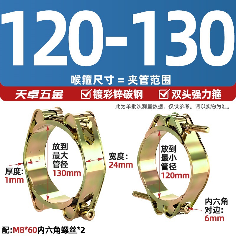 欧式铁镀锌双头强力卡箍喉箍双层高压加强型橡胶管夹重型卡扣抱箍|undefined