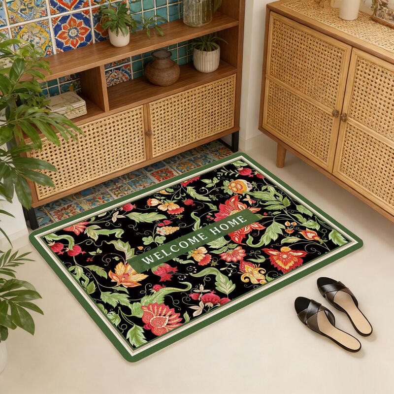 Fresh Style Wear-Resistant Leather Water-Absorbent Entry Mat, Diatomaceous Earth Bathroom Mat, Entrance Anti-Slip Floor Mat, Stain-Resistant and Easy to Clean