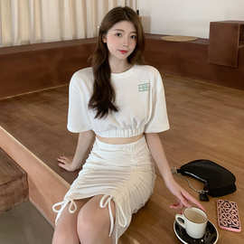 辣妹休闲运动套装夏季新款修身显身材个性时尚设计感半身裙两件套