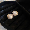 Silver needle, universal earrings from pearl with bow, silver 925 sample, city style, simple and elegant design, wholesale