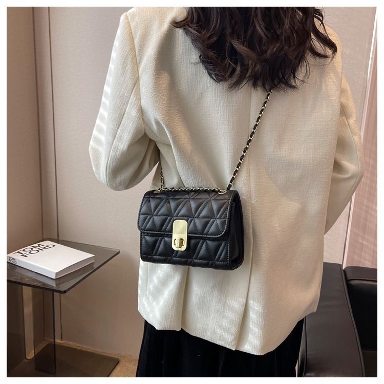 Women's Small Pu Leather Solid Color Fashion Square Lock Clasp Crossbody Bag display picture 1