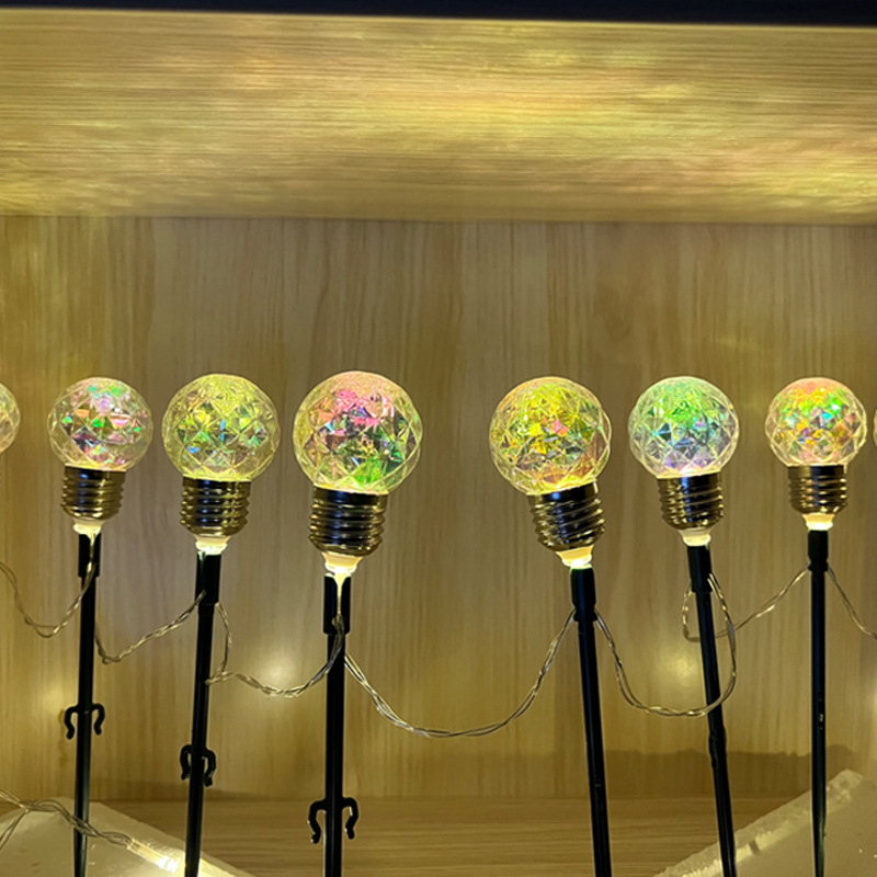 led復活節燈串 裂紋蛋兔子彩蛋戶外防水太陽能地釘燈泡球彩燈聖誕