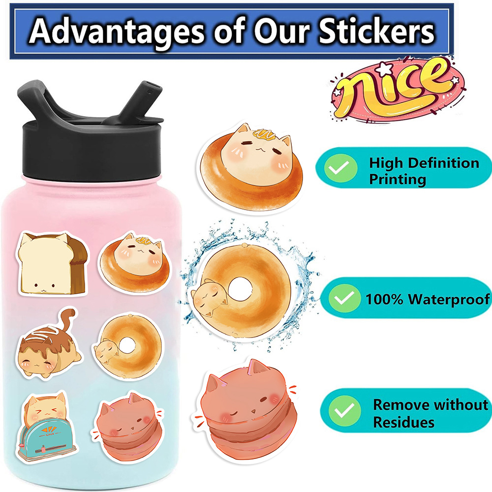 23g Weight Stickers Stationery Type 1 Set Quantity School Occasion PVC self-adhesive Material Cat Pattern Cute Style 1 Set Cat School PVC Self-adhesive Cute Stickers 8