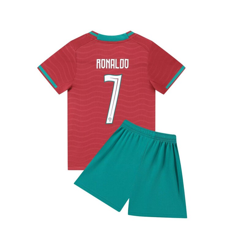 27 Portugal Home Number 7 (Green Pants) National Team Soccer Uniform Children's Set Size 14-30