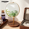 木色木艺 7.5 -inch LED makeup mirror Wanxiang solid wood desktop desktop high -definition makeup mirror with LED without LED