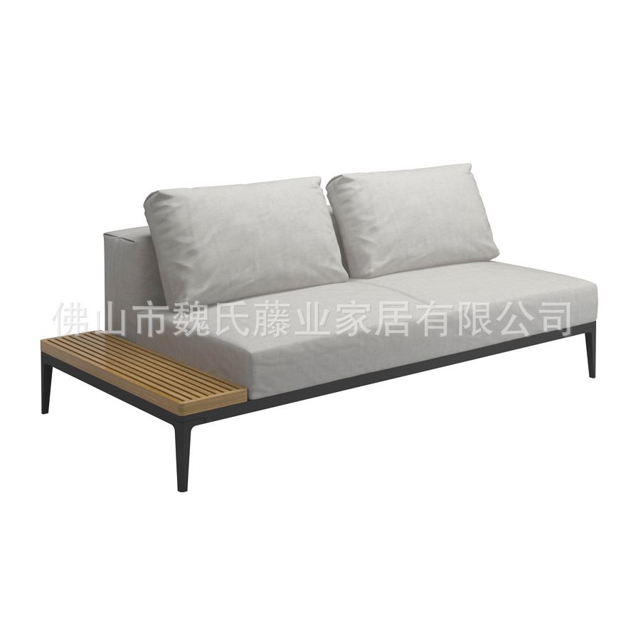 Sofá al aire libre impermeable protección solar patio de villa muebles de teca al aire libre combinación de sofá de esquina de aleación de aluminio moderno