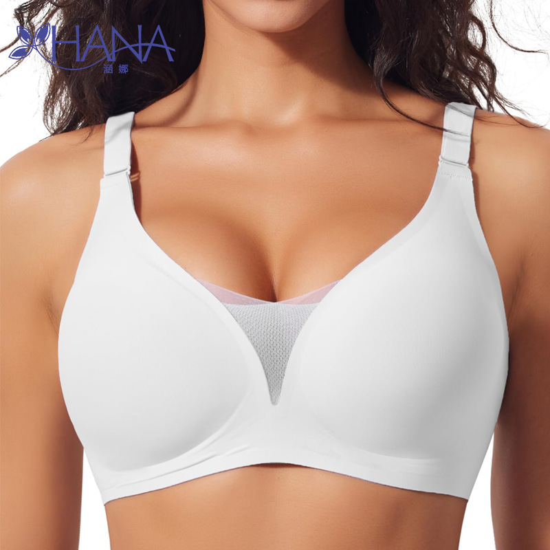 Amazon Cross-Border Large Size Bra Sexy Deep V Seamless Push-Up Anti-Sagging No Rims Underwear for Women European and American Foreign Trade