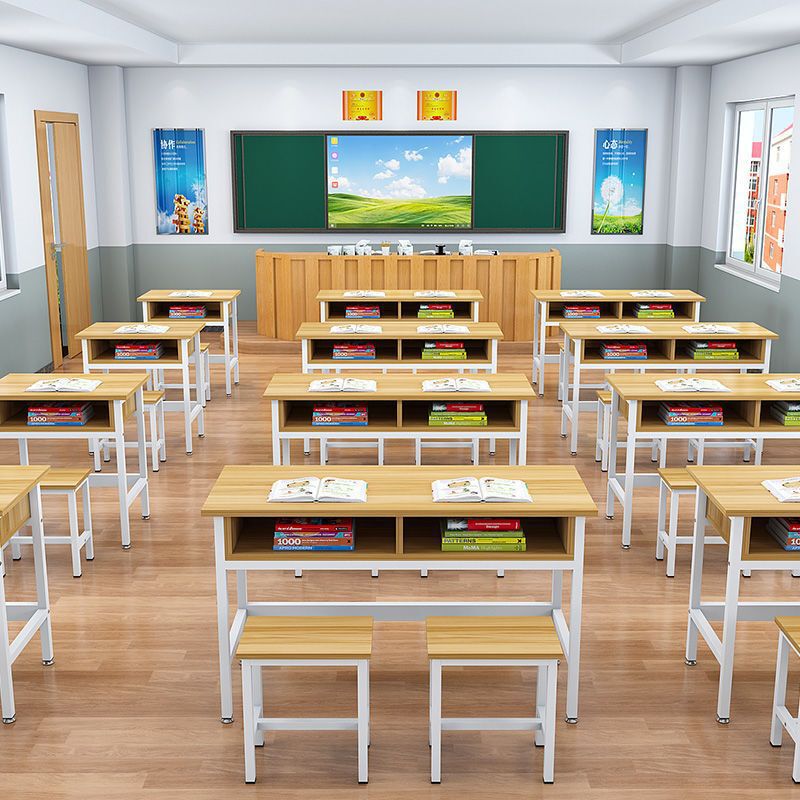 School Desks and Chairs for Primary and Secondary School Students Double-Layer Desks Tutoring Class Training Table Cram School with Drawers Desks and Chairs Direct Sales