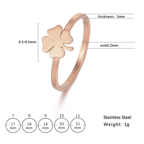 Factory direct sales simple and personalized versatile cut titanium steel four-leaf clover ring personalized simple and creative stainless steel ring