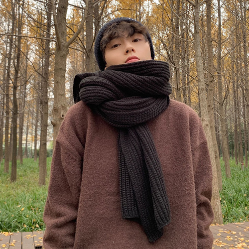 Men's fashion scarf, personalized trendy brand gift for men, birthday gift, men's stylish woolen winter scarf for young people, couple's fashion accessory.