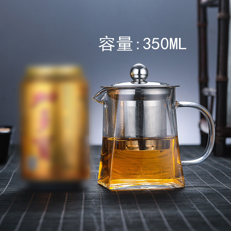 Tetera de burbujas, tetera de vidrio, engrosamiento, resistencia a altas temperaturas, separación de té doméstico, filtro de acero inoxidable, juego de té al por mayor