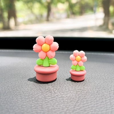In Car — Car ornaments - pink-large-and-small-flower-pots-set-free-traceless-glue
