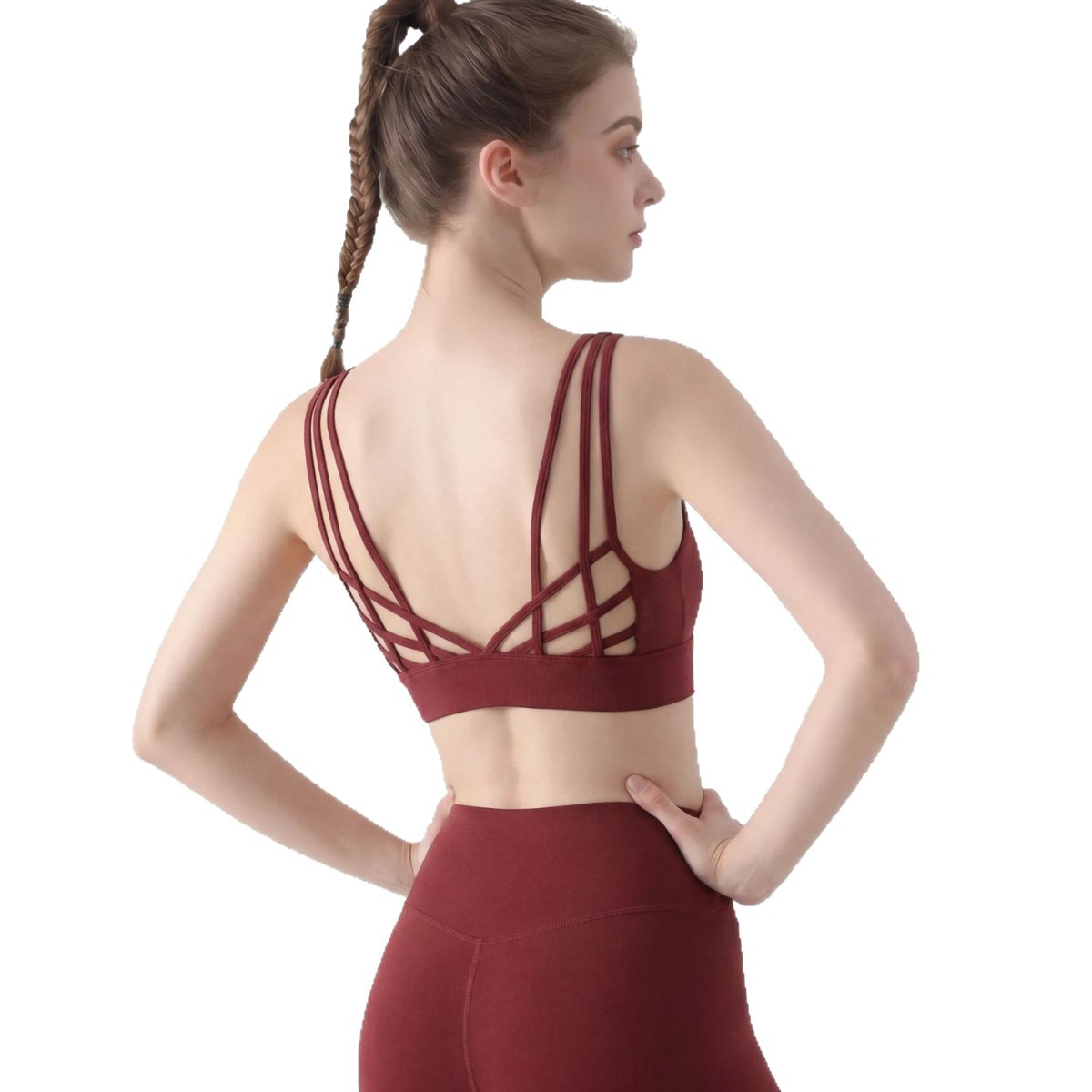 Nude tight yoga vest European and American cross-border no embarrassment line high waist hip lifting big red sports fitness pants suit