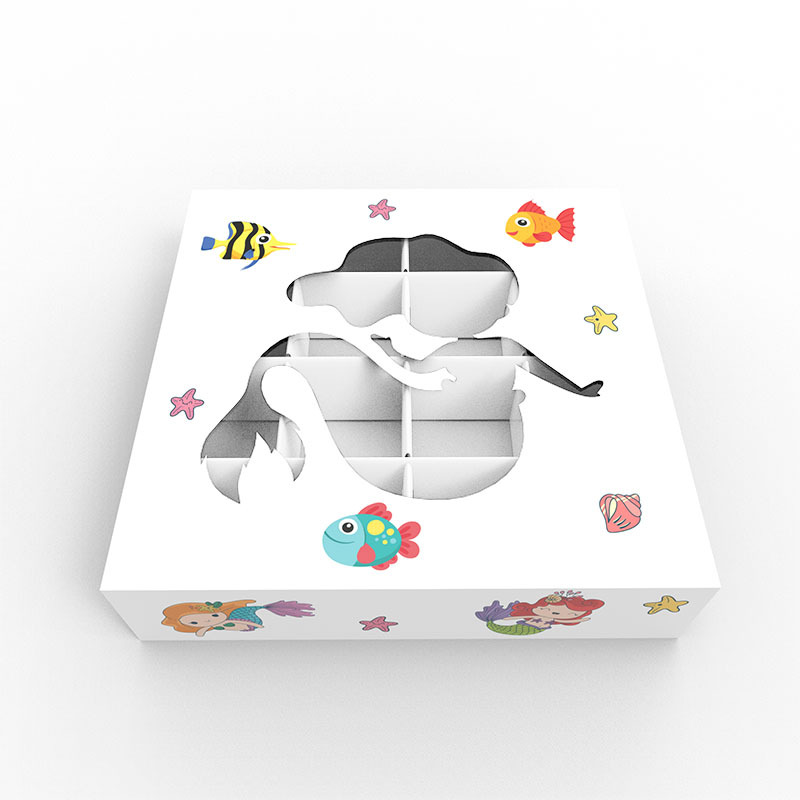 开窗16格美人鱼巧克力蛋糕饼干烘焙盒 生日派对糖果盒