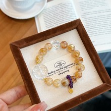 新款蜂蜜奶盖黄塔晶搭配白水晶狐狸紫水晶跑环水晶饰品