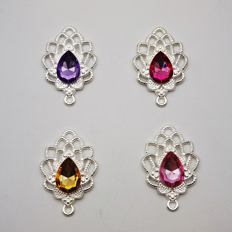 ゴールド合金葉水滴中空カラーアクリル携帯電話ケースヘアアクセサリー diy アクセサリー工場卸売|undefined