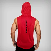 Muscle Мужской Бодибилдинг Фитнес Хлопковый жилет с принтом Спортивный жилет с капюшоном Свободный тренировочный топ без рукавов с препятствиями