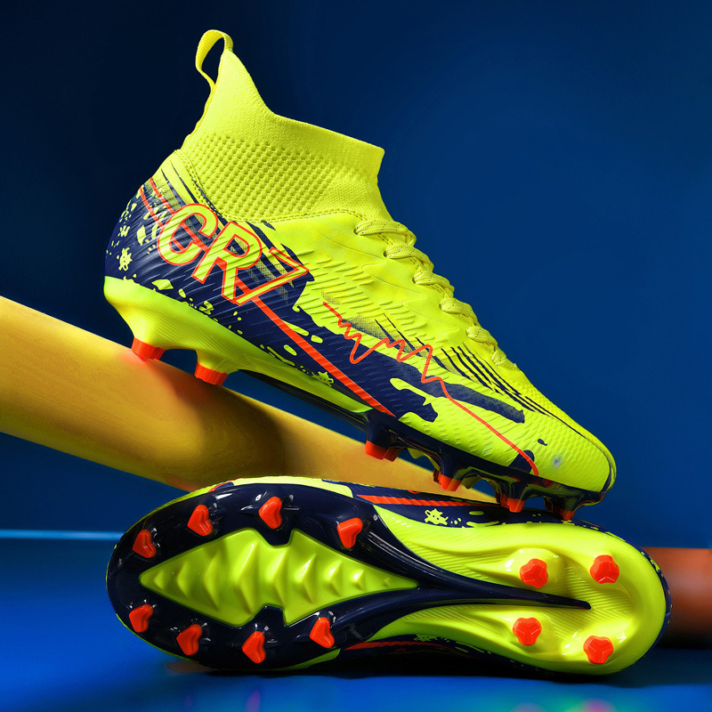Wholesale Cross-Border High-Top Soccer Shoes with Tf Studs for Artificial Turf and Ag Studs for Youth, Students, Men, and Women Training Sports Shoes