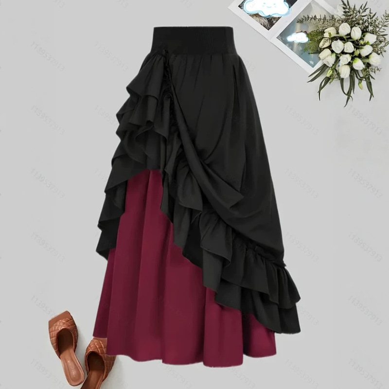 Women's long midi skirt gothic style pleated skirt Women's long midi skirt gothic style pleated skirt