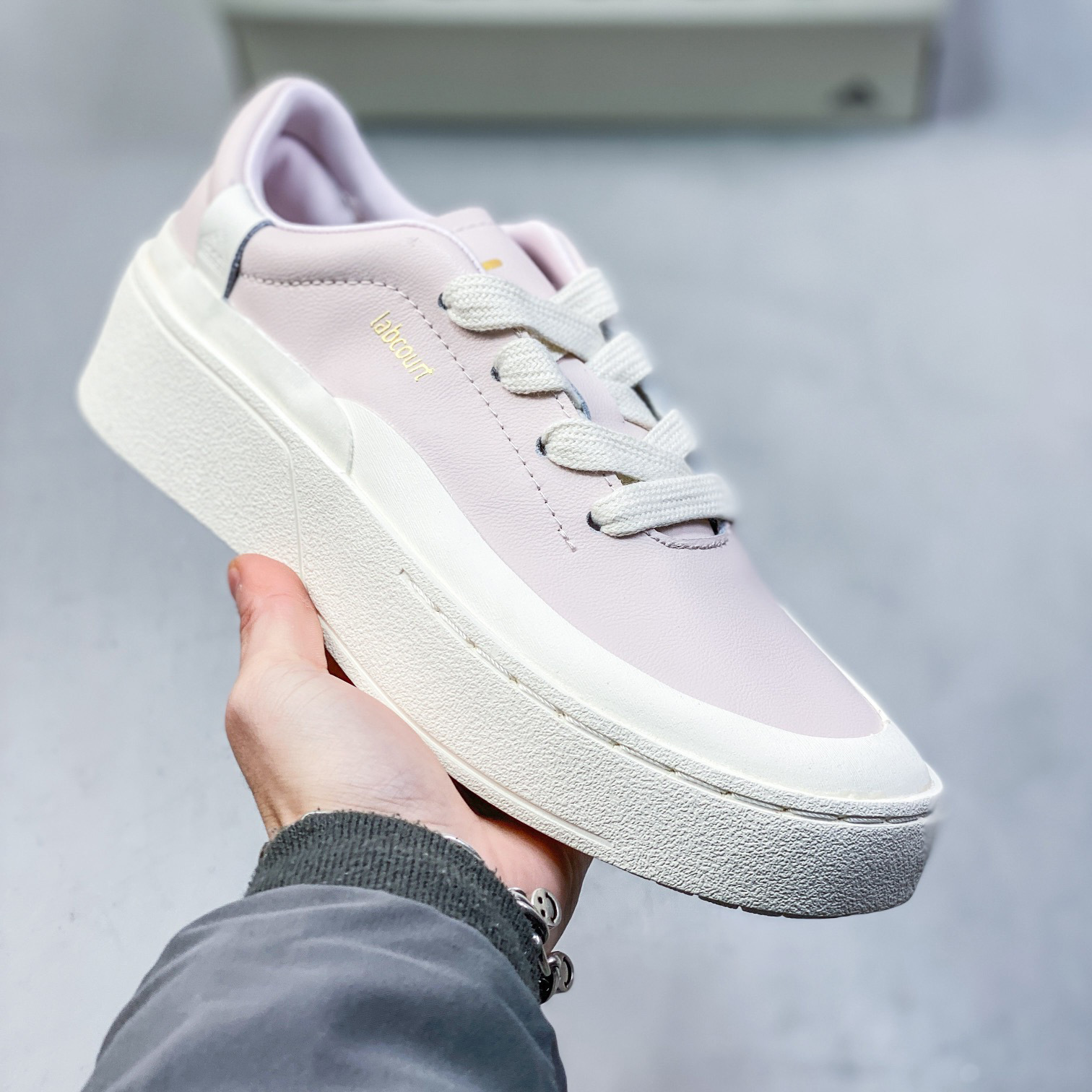 New LABCOURT Sneakers With Height-Increasing Leather Thick Soles, Women's Casual In Black And White, Versatile Couple_vogvips.com