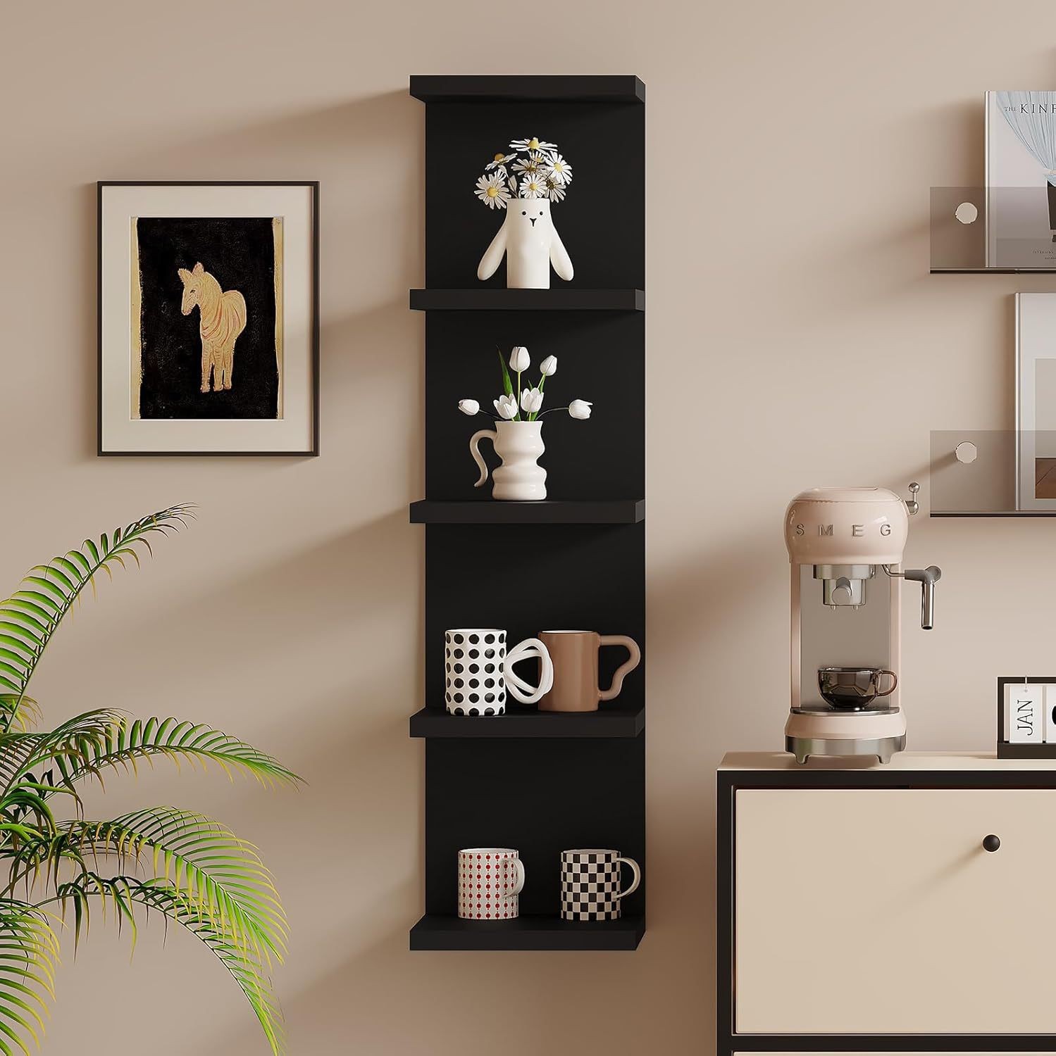 Estante flotante de pared para almacenamiento, estantería para sala de estar, estante de pared simple para dormitorio, librero de pared, estante de almacenamiento de múltiples niveles.