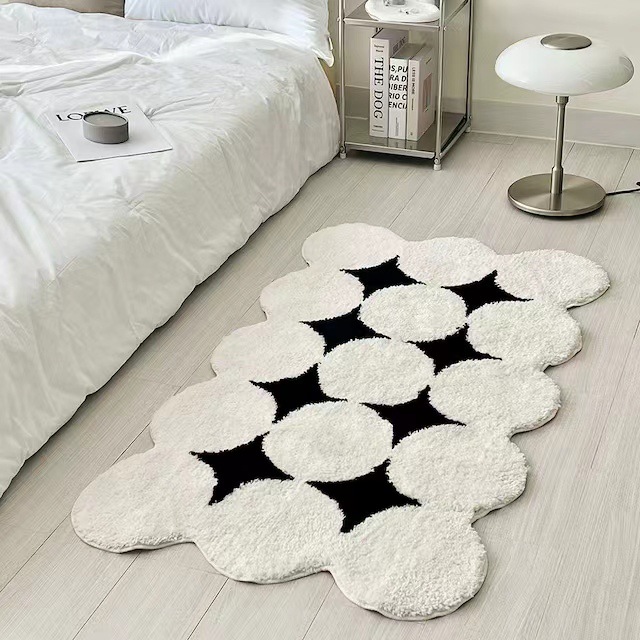 Estilo simple nórdico hogar engrosado flocado alfombra sala de estar dormitorio cama manta especial en forma de terciopelo largo estudio antideslizante Manta
