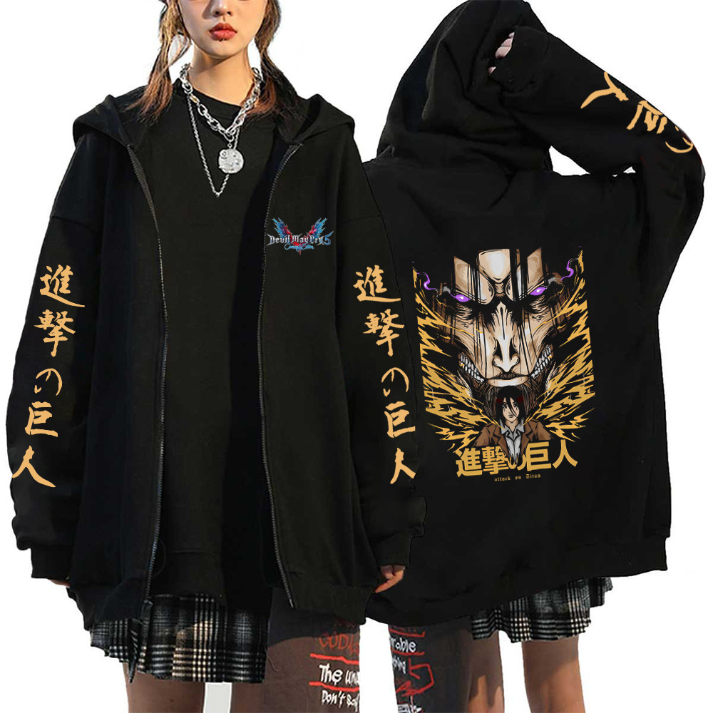 Anime Attack On Titan Men Women Zip Hoodies Yeager Eren