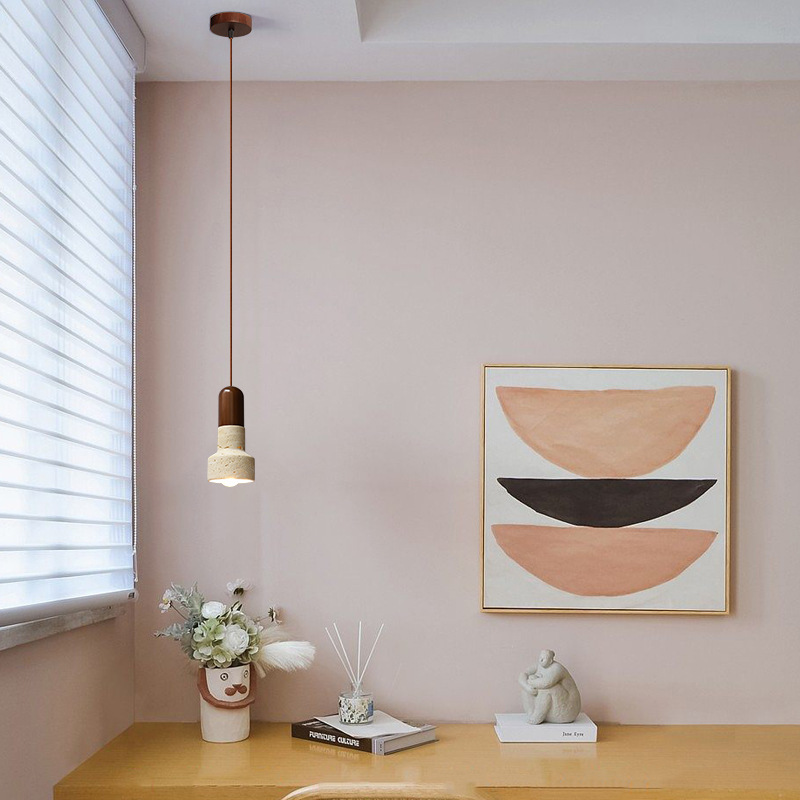 Cama de viento retro, lámpara de diseño, pasillo, comedor, piedra amarilla, lámpara de dormitorio, industria de alojamiento negro japonés