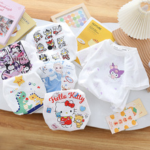 【紫外线变色】新款库洛米哪吒印花纯棉女童T恤短袖儿童夏季薄款