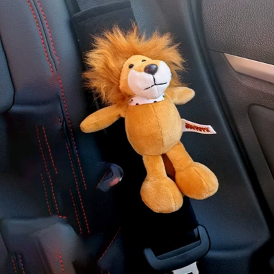 Seat belt shoulder pad Cute Little Animal Plush Anti-Stranglehold - little-lion-crystal-velvet-shoulder-cover-hand-sewn