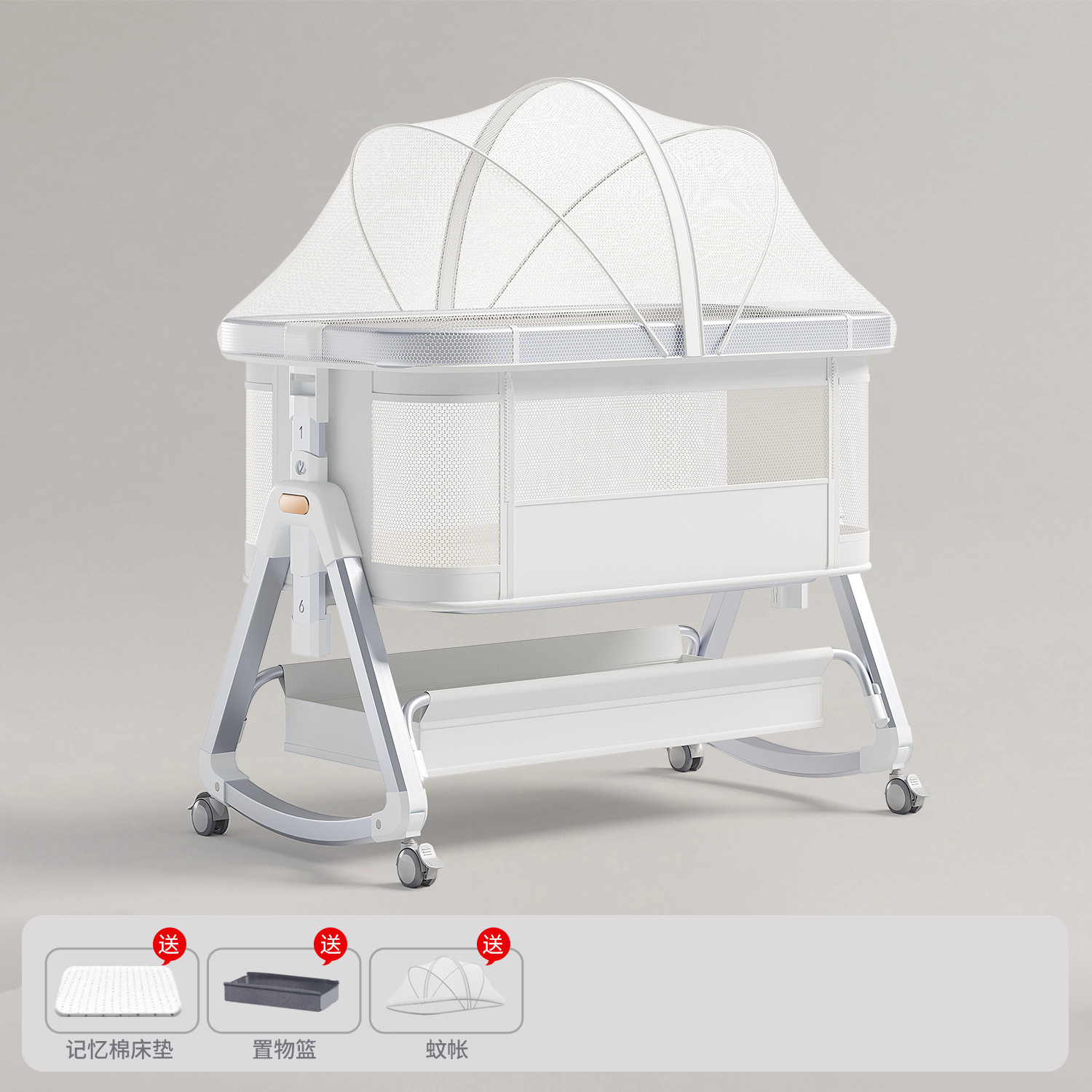 Cama de aleación de aluminio móvil portátil cuna cama plegable multifuncional bb cama recién nacida cama de empalme