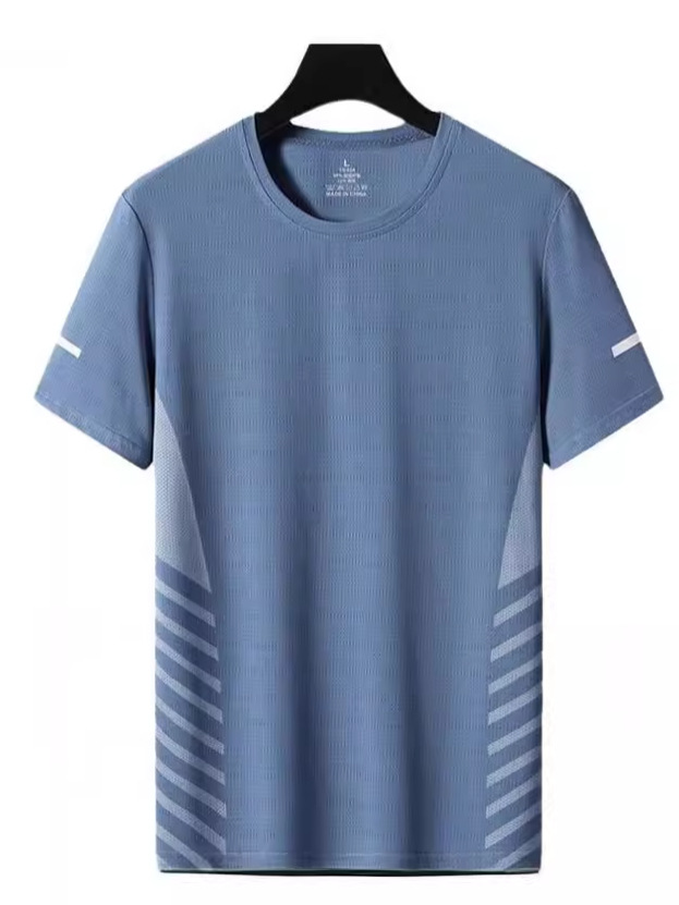 Nuevos productos de verano de calidad para hombres, camisetas de hielo frescas de cuello redondo sueltas, camisas de secado rápido para correr, mangas cortas