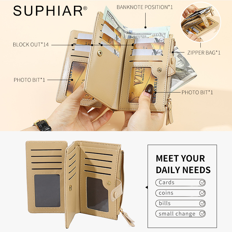 Promoción PU pintado simple medio y largo sureste asiático 20 centavos de cambio bolsa multi tarjeta bolsa de tarjeta en una billetera de mujer