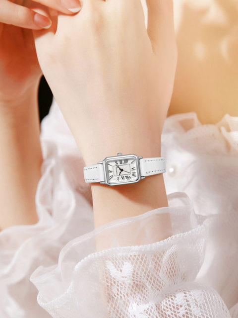 Montre Femme JewelWe Rectangulaire - Cadran Chiffres Romains - Bracelet Cuir PU - Cadeau Élégant