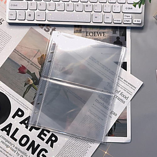 a5 transparent 2-grid PP card bag game card 5-inch Polaroid photo storage bag loose-leaf photo album inner page 6-hole replacement core