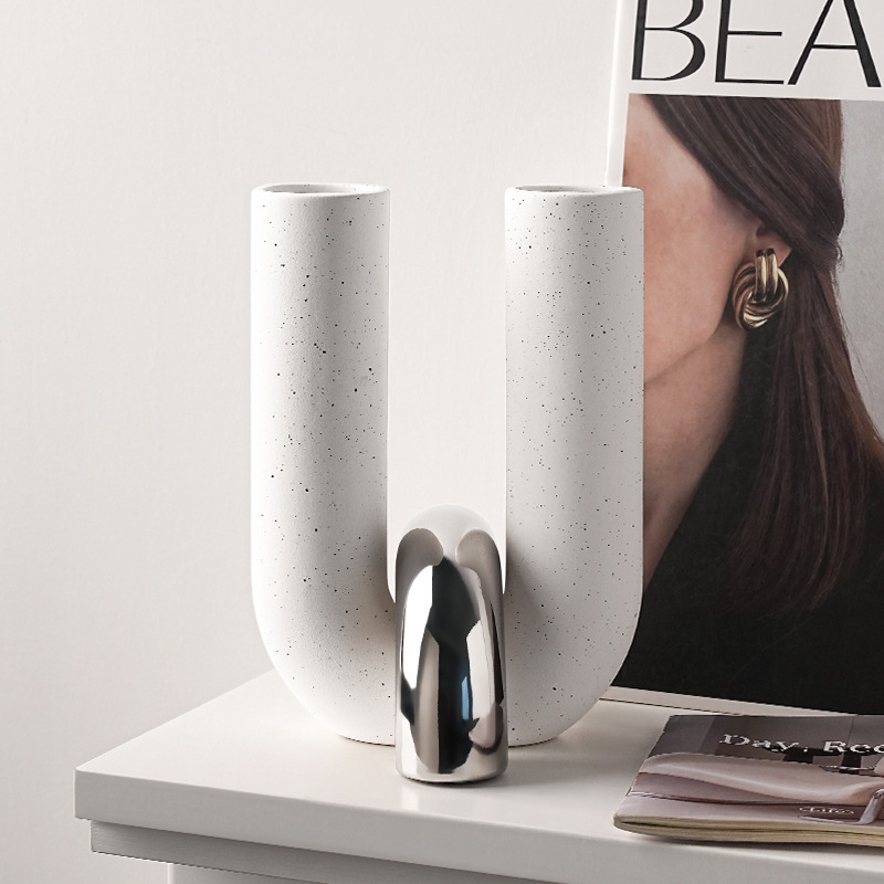 Behanmei U-shaped vase ornaments living room porch TV cabinet desktop simple art model room ceramic decorations