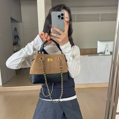复古磨砂菱格小香风托特包2025秋季新款小众时尚小包链条斜挎包