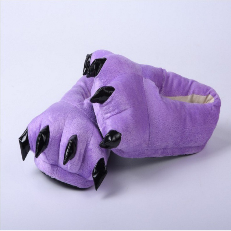 Super suave terciopelo animal inicio garra zapatos hombres y mujeres pareja pata de invierno Zapatillas de algodón bolsa de zapatos de tacón azul verde venta al por mayor