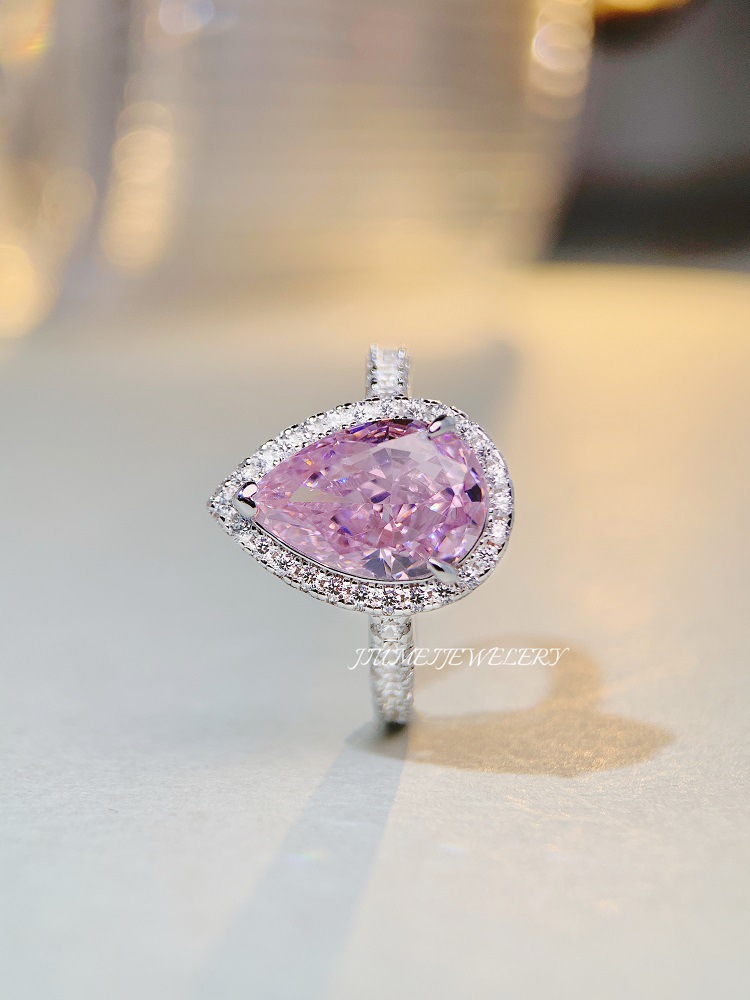 Fashion Water Droplets Sterling Silver Inlay Zircon Rings 1 Piece